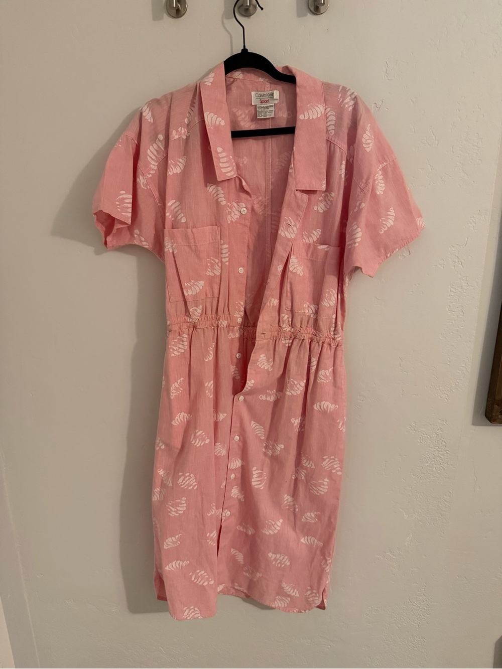 Vintage Calvin Klein Classic Pink Button-Front sz med